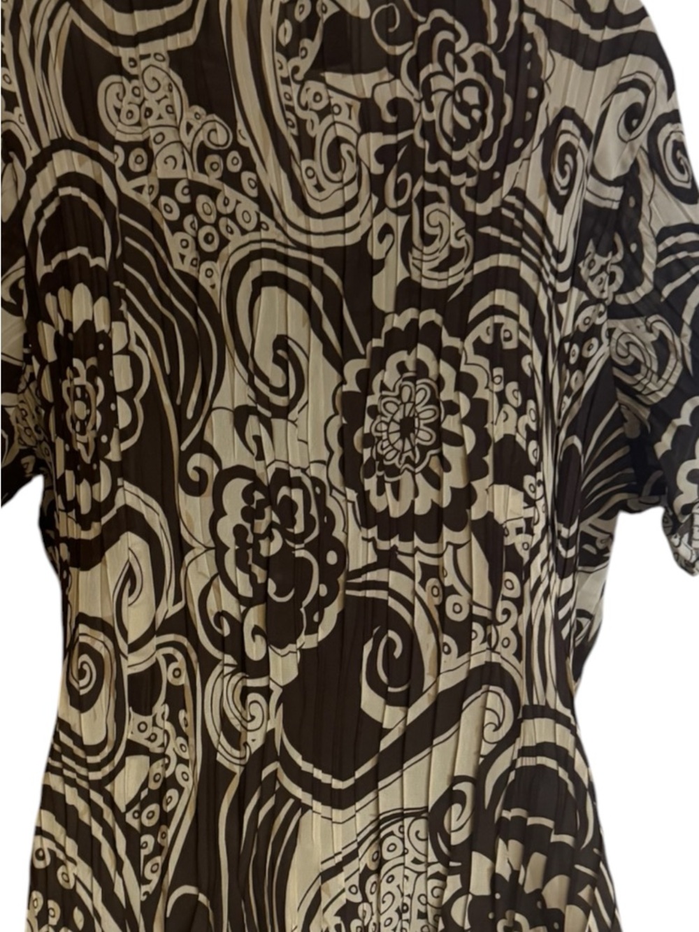 PRETTY Print Cap/Short Sleeve Blouse w/neckline tie detail   PLUS 18/20    #14 - Picture 7 of 9